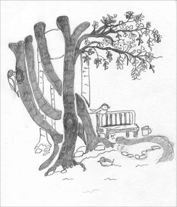 Illustration of a tree and bird