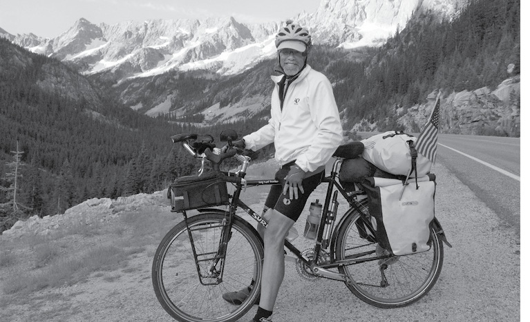 David Gustafson on a bicycle