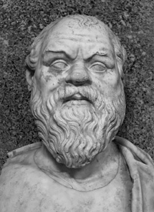 Marble bust of Socrates, showing his snub nose and broad face