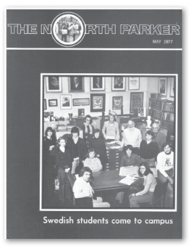 The North Parker. May 1977. Swedish students come to campus